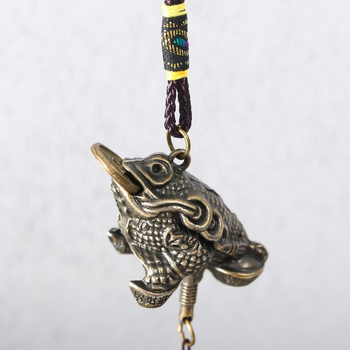 Музыка ветра металл Музыка ветра металл "Денежная жаба на монетках" 5 колокольчиков 41х6 см