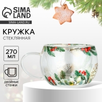 Новый год. Кружка новогодняя стеклянная с двойными стенками «Зимние истории», 270 мл Новый год. Кружка новогодняя стеклянная с двойными стенками «Зимние истории», 270 мл