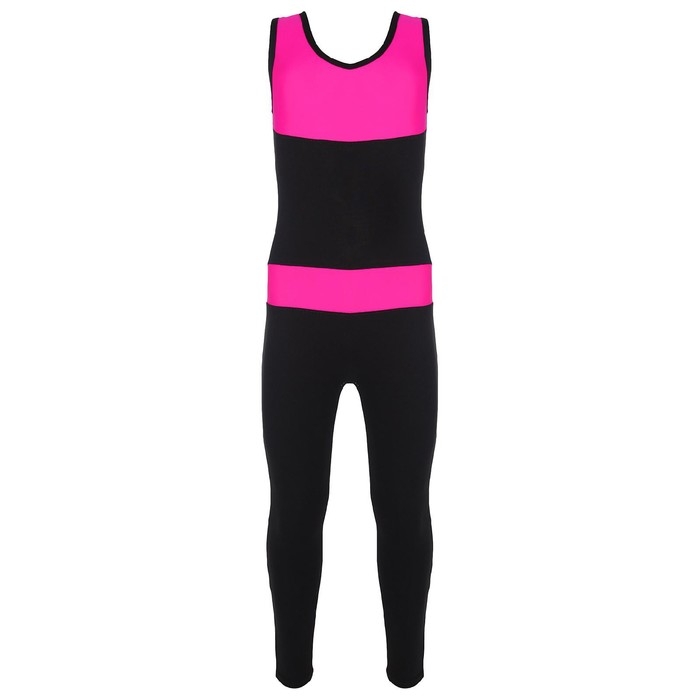 Комбинезон для гимнастики и танцев Grace Dance, р. 32, цвет чёрный/фуксия