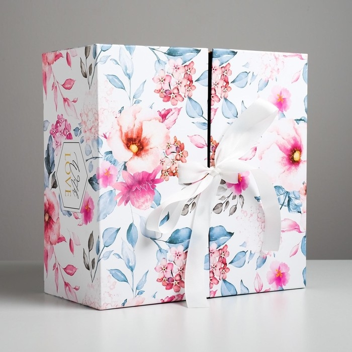 Коробка подарочная, упаковка, &laquo;Цветочная&raquo;, 29,5 х 29,5 х 14,5 см