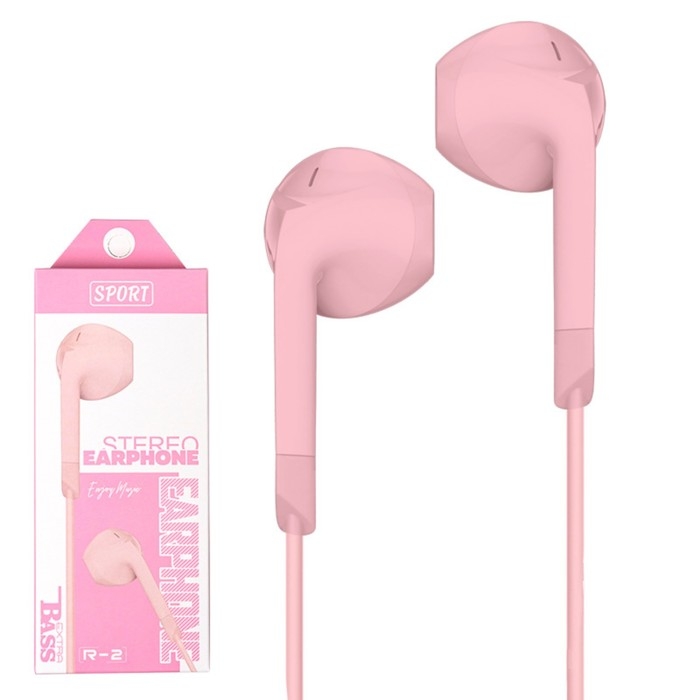 Наушники R-2, проводные, вкладыши, микрофон, 1 м, Jack 3.5 мм, красные Наушники R-2, проводные, вкладыши, микрофон, 1 м, Jack 3.5 мм, красные