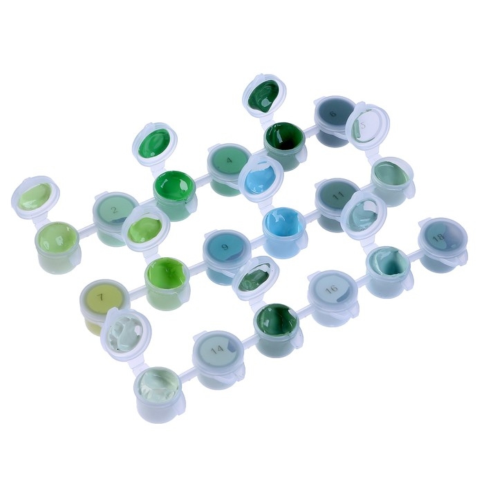 Набор акриловых красок &laquo;&lrm;Зелень&raquo;&lrm;, 18 цветов