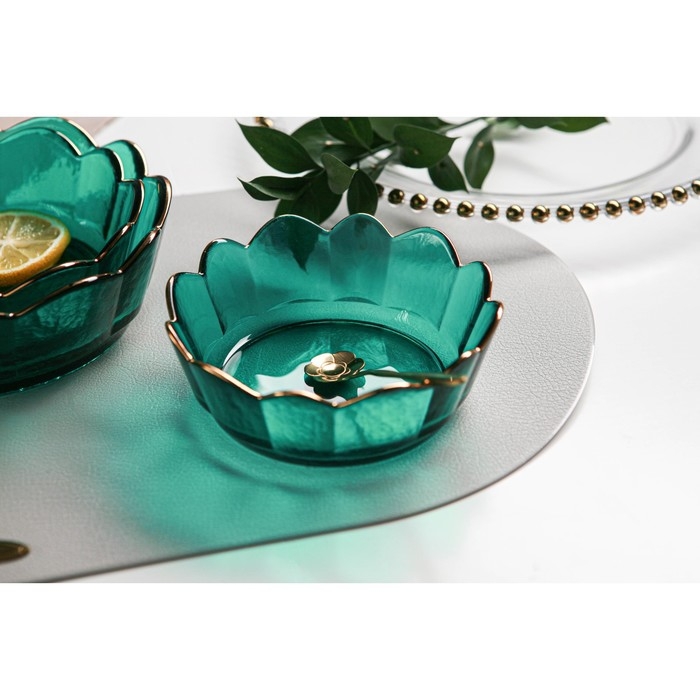 Салатник стеклянный фигурный &laquo;Цветочный&raquo;, 400 мл, 17&times;5,5 см