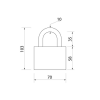 Замок навесной, 70 мм, медный цилиндр, влагозащищенный,  короткая дужка, 3 ключа МИКС