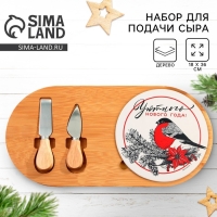Новый год. Набор для подачи сыра &laquo;Уютного Нового года!&raquo;, 18 х 36 см