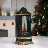 Светодиодная фигура &laquo;Фонарь с ёлкой&raquo; 10.5 &times; 26 &times; 10.5 см, пластик, батарейки ААх3 (не в комплекте), USB, свечение тёплое белое