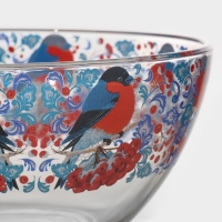 Салатник &laquo;Снегири на рябине&raquo;, стеклянный, 900 мл