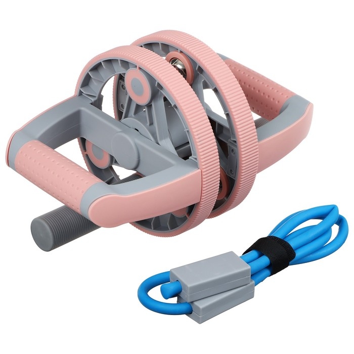 Набор для фитнеса ONLYTOP: ролик, упор для пресса, эспандер грудной, цвет розовый Набор для фитнеса ONLYTOP: ролик, упор для пресса, эспандер грудной, цвет розовый