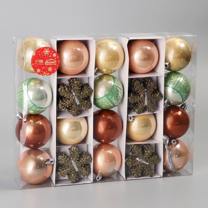 Набор украшений пластик 40 шт Набор украшений пластик 40 шт "Снежная феерия" нежность, d-6 см, снежинка 6 см, микс