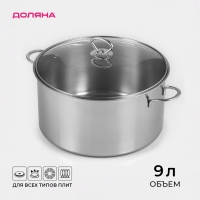 Кастрюля из нержавеющей стали &laquo;Грейт&raquo;, 9 л, индукция