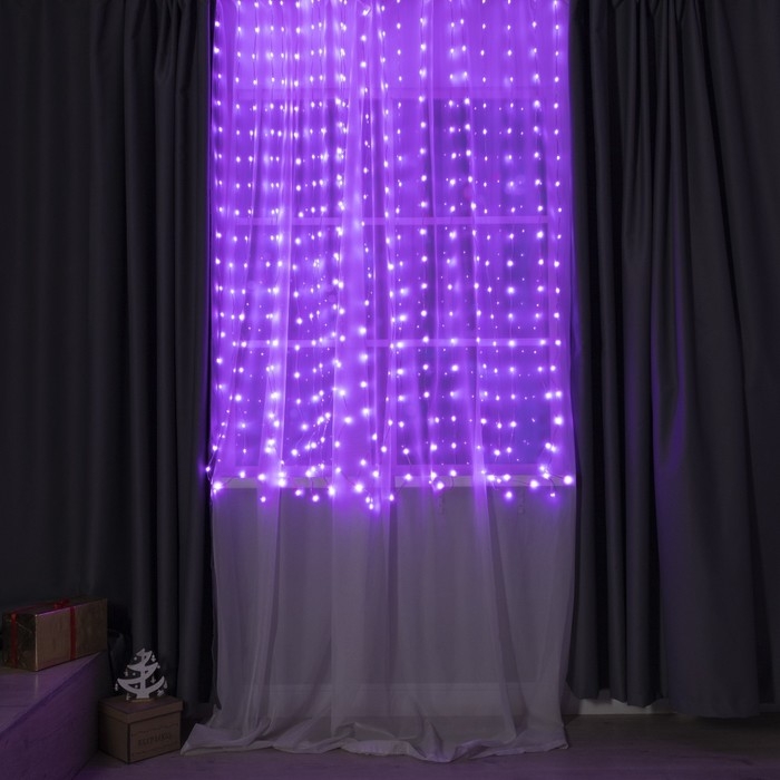 Умная гирлянда «Занавес» 2 × 2 м роса, IP20, серебристая нить, 400 LED, приложение, свечение RGB, USB Умная гирлянда «Занавес» 2 × 2 м роса, IP20, серебристая нить, 400 LED, приложение, свечение RGB, USB