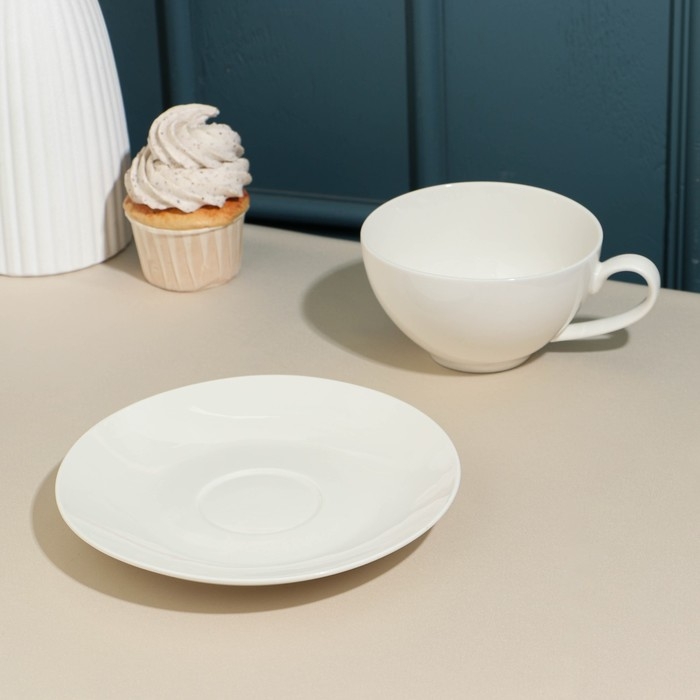 Чайная пара «Barista», 400 мл, белая, фарфор Чайная пара «Barista», 400 мл, белая, фарфор