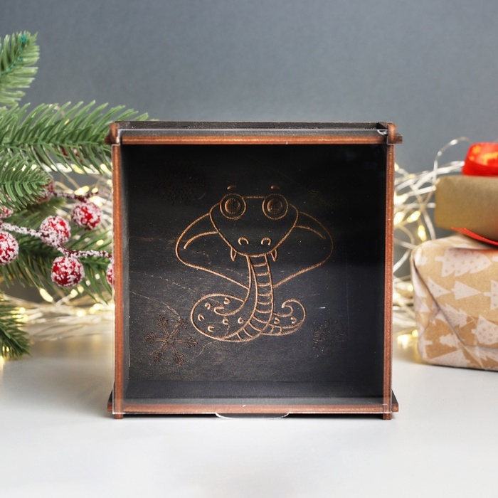Новогодняя шкатулка Новогодняя шкатулка "Кобрачка и снежинки" 6х12х12 см