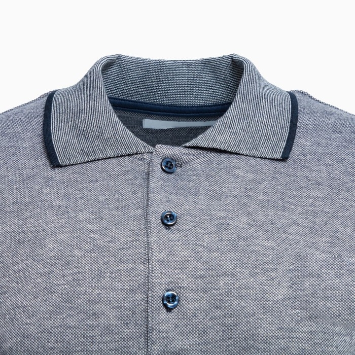 Поло мужское с длинным рукавом, цвет серый/синий, размер М