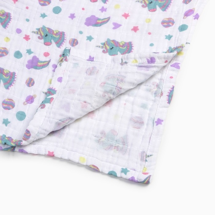 Пончо муслиновое детское LoveLife Пончо муслиновое детское LoveLife "Единороги" 100% хл, 4-сл, 235гр/м2