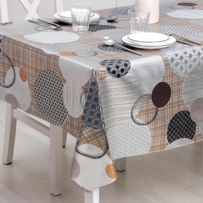 Клеёнка на стол на тканевой основе &laquo;Пузыри&raquo;, рулон 20 метров, ширина 137 см, толщина 0,25 мм, цвет серый