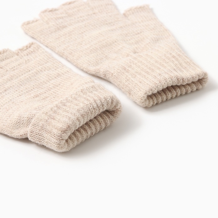 Перчатки (митенки) женские, цвет бежевый, 18 Перчатки (митенки) женские, цвет бежевый, 18