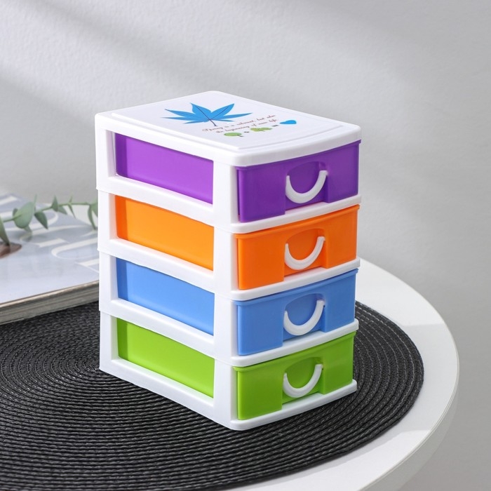 Мини - комод для мелочей 4 секции &laquo;Радуга&raquo;, 13&times;9&times;14,5 см, цвет МИКС