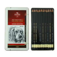 Набор карандашей чернографитных разной твердости 12 штук Koh-i-Noor 1912, 8B-2H, утолщённые, в металлическом пенале Набор карандашей чернографитных разной твердости 12 штук Koh-i-Noor 1912, 8B-2H, утолщённые, в металлическом пенале