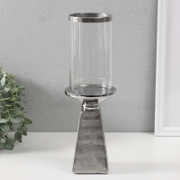 Подсвечник керамика, стекло на 1 свечу "Буэно" d=7,5 см серебро 9,5х9,5х29,5 см Подсвечник керамика, стекло на 1 свечу "Буэно" d=7,5 см серебро 9,5х9,5х29,5 см