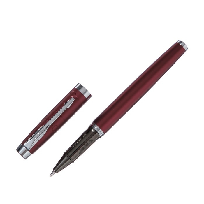 Ручка подарочная роллер, в кожзам футляре, корпус бордо, серебро Ручка подарочная роллер, в кожзам футляре, корпус бордо, серебро