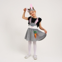 Карнавальный костюм &laquo;Зайка серая с мордочкой&raquo;, плюш, р. 28, рост 98-104 см