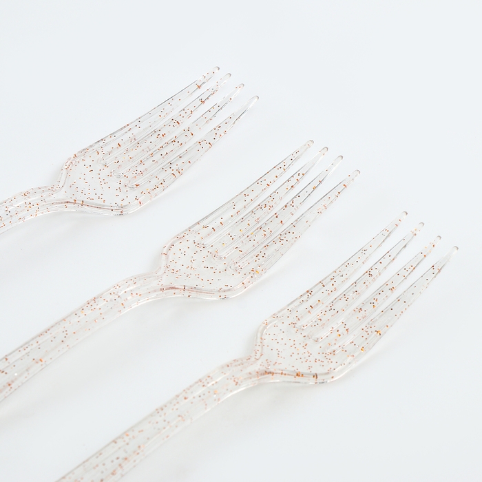 Вилки пластиковые &laquo;Блеск&raquo;, в наборе 12 штук, цвет золото