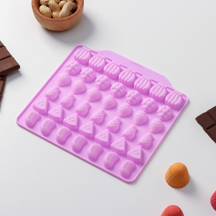 Форма для мармелада Доляна «Фруктовый бум», силикон, 18,5×17,5 см, 42 ячейки (2,2×2,2 см), цвет розовый Форма для мармелада Доляна «Фруктовый бум», силикон, 18,5×17,5 см, 42 ячейки (2,2×2,2 см), цвет розовый