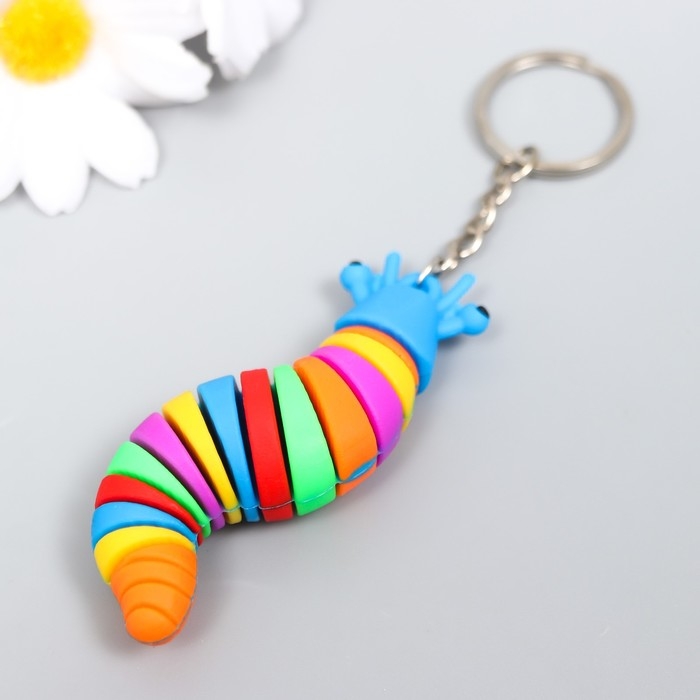 Брелок резина Брелок резина "Радужная гусеница" МИКС 2х2х7,5 см