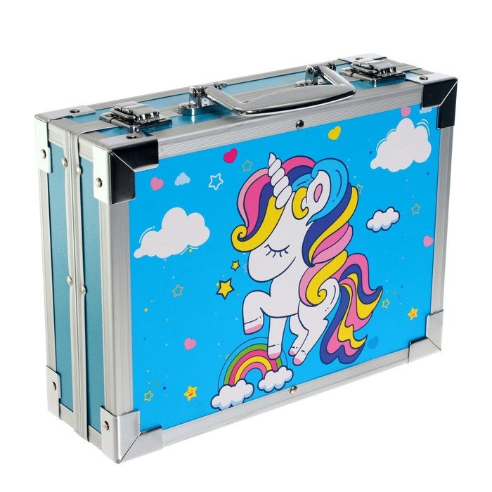 Набор для рисования, в чемоданчике, синий Набор для рисования, в чемоданчике, синий