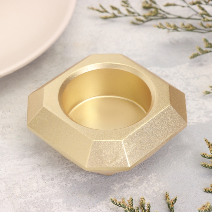 Подсвечник "Квадрат" из гипса со скошенными углами малый,9х3,5см,золото