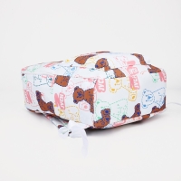 Рюкзак школьный на молнии из текстиля, наружный карман, цвет белый/розовый Рюкзак школьный на молнии из текстиля, наружный карман, цвет белый/розовый