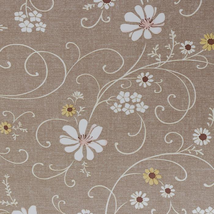 Клеёнка на стол &laquo;Ромашковое поле&raquo;, на тканевой основе, ширина 137 см, рулон 20 метров, толщина 0,25 мм, цвет коричневый