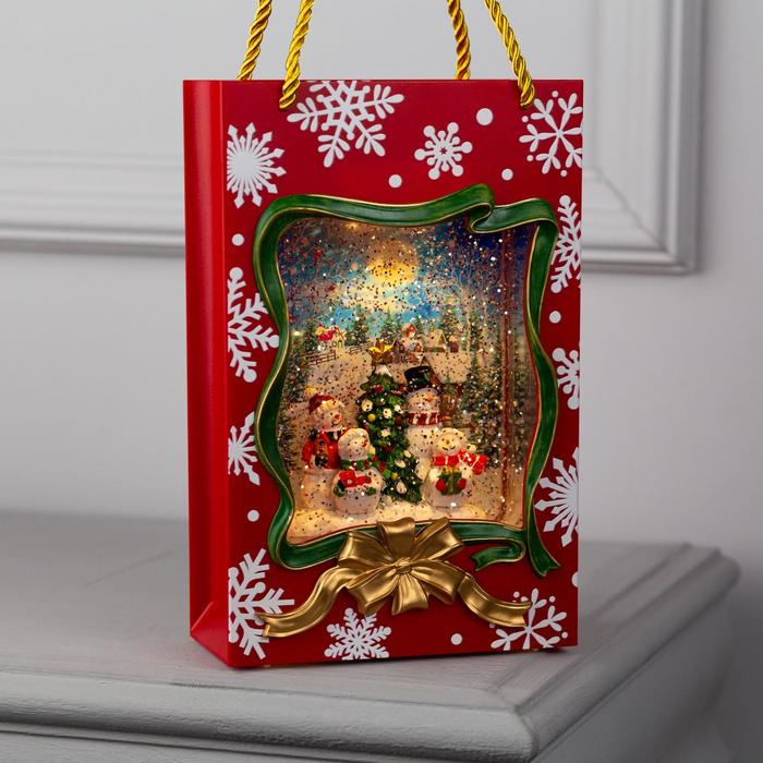 Светодиодная фигура &laquo;Подарочный пакет&raquo; 15 &times; 23 &times; 7 см, пластик, батарейки ААх3 (не в комплекте), USB, свечение тёплое белое