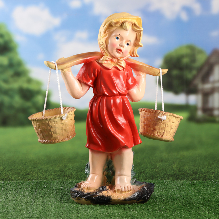 Садовая фигура Садовая фигура "Девочка с коромыслом" цветная 27х21х47см МИКС