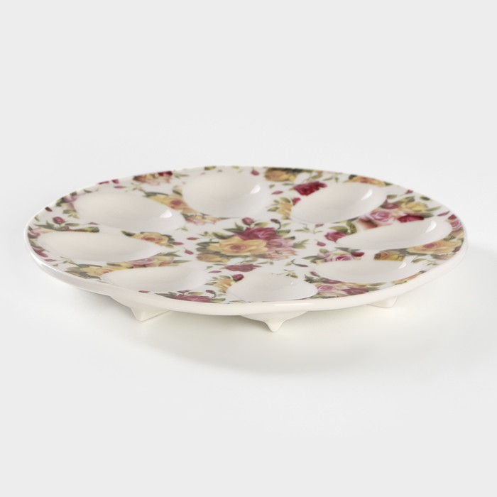 Подставка керамическая для яиц Доляна &laquo;Сад роз&raquo;, d=19,5 см