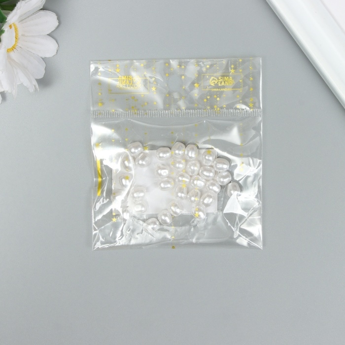Бусины для творчества пластик "Бусинка жемчуг неправильной формы" набор 30 шт 0,6х0,6х0,6 см