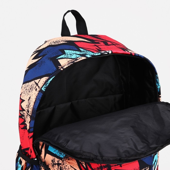 Рюкзак школьный из текстиля на молнии, 3 кармана, цвет красный/синий Рюкзак школьный из текстиля на молнии, 3 кармана, цвет красный/синий