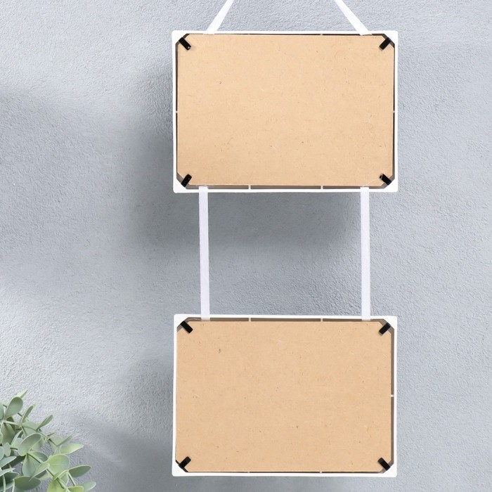 Фоторамка двойная на тесьме  L-3 10х15 см  белый (пластиковый экран)