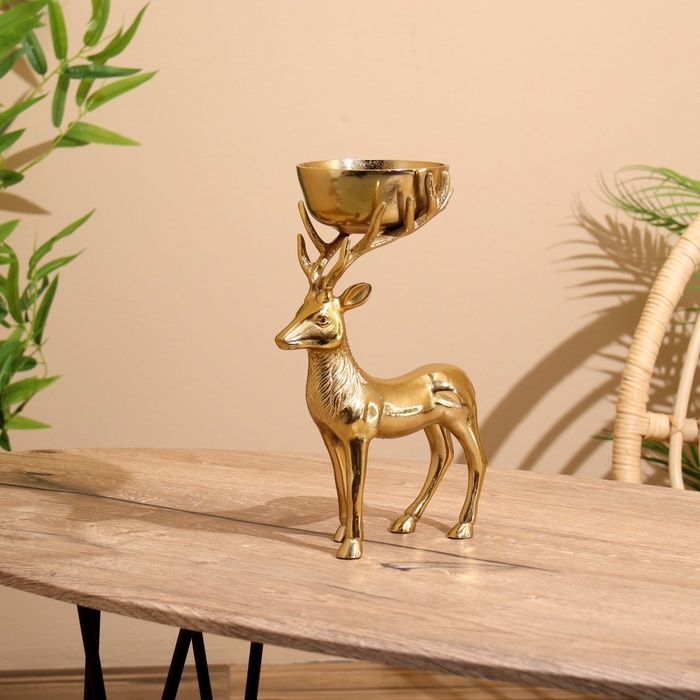 Подсвечник Подсвечник "Олень" алюминий 19х12х28 см