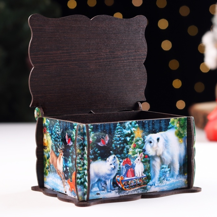 Шкатулка "Дед Мороз", средняя, 14х11х7см