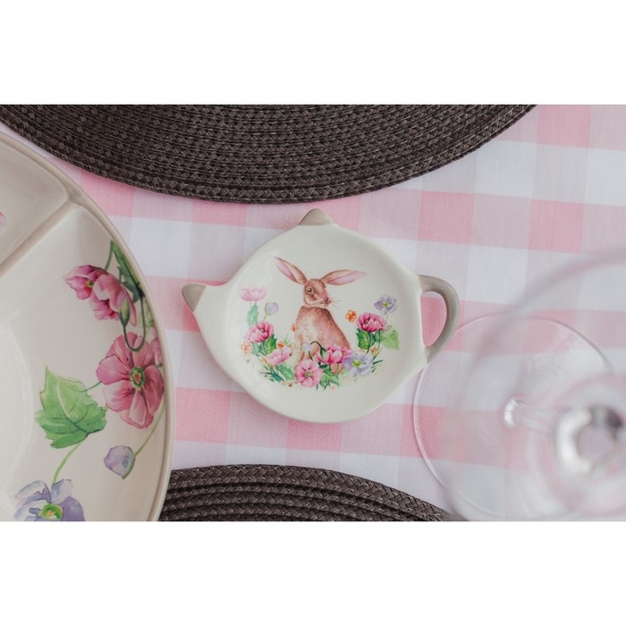 Подставка под чайный пакетик Доляна &laquo;Зайка&raquo;, 12&times;9 см, цвет белый