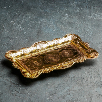 Поднос сервировочный на ножках &laquo;Орнамент&raquo;, 25&times;15 см, цвет золотой