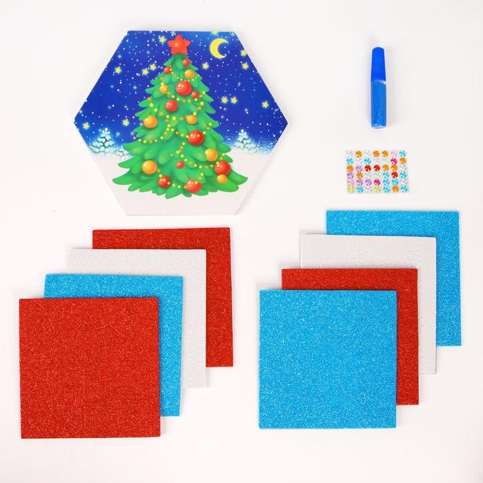 Набор для творчества &laquo;Волшебные аппликации: новогодняя&raquo;, EVA, стразы, блёстки, 4+