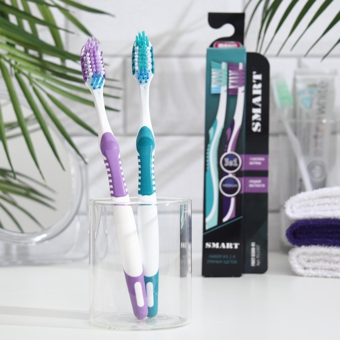 Зубная щётка «Смарт» средней жесткости, бирюзовый, 2 шт. Зубная щётка «Смарт» средней жесткости, бирюзовый, 2 шт.