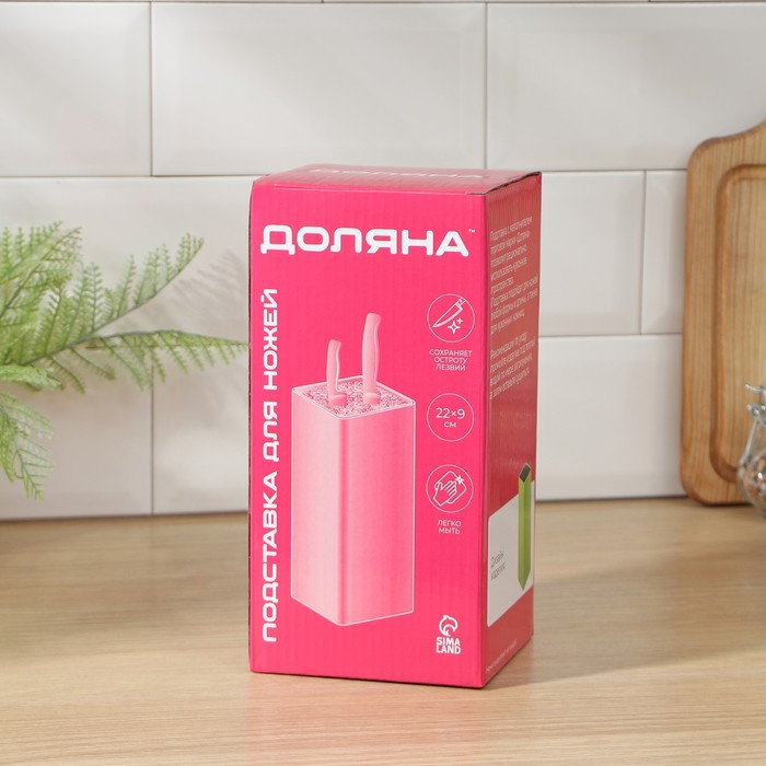 Подставка для ножей с наполнителем Доляна &laquo;Нежность&raquo;, 10&times;22 см, цвет зелёный