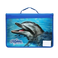 Папка для труда А4, с ручками, молния вокруг, ламинированный картон, 81ТР44, Calligrata, "Дельфин" Папка для труда А4, с ручками, молния вокруг, ламинированный картон, 81ТР44, Calligrata, "Дельфин"