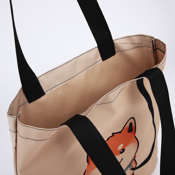 Шопер «Сиба-ину», 35х0.5х40 см, отдел без молнии, без подклада, бежевый Шопер «Сиба-ину», 35х0.5х40 см, отдел без молнии, без подклада, бежевый