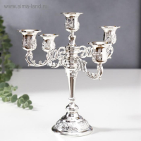 Подсвечник металл на 5 свечей "Розовый вечер" цвет серебро 20,5х21х21 см Подсвечник металл на 5 свечей "Розовый вечер" цвет серебро 20,5х21х21 см