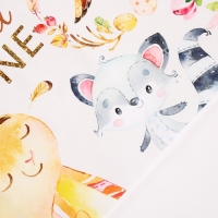 Фотофон винил "Зверята-малыши с цветами" 120х80 см